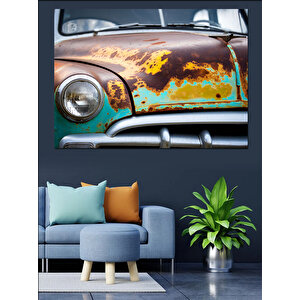 Paslanmış Eski Klasik Araba Dekoratif Kanvas - Mdf Ahşap Tablo 25x35 cm