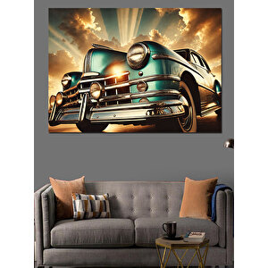 Retro Klasik Araba Farları Dekoratif Kanvas - Mdf Ahşap Tablo 50x70 cm