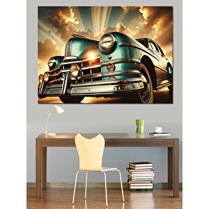 Retro Klasik Araba Farları Dekoratif Kanvas - Mdf Ahşap Tablo 50x70 cm