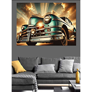 Retro Klasik Araba Farları Dekoratif Kanvas - Mdf Ahşap Tablo 50x70 cm