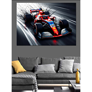 Hızlı Yarış Arabası Dekoratif Kanvas - Mdf Ahşap Tablo 50x70 cm
