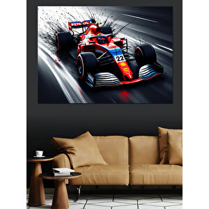 Hızlı Yarış Arabası Dekoratif Kanvas - Mdf Ahşap Tablo 50x70 cm