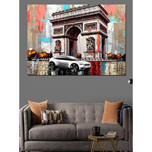 Paris’te Zafer Takı Ve Araba Dekoratif Kanvas - Mdf Ahşap Tablo 35x50 cm