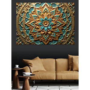 Altın Detaylı Mandala Dekoratif Kanvas - Mdf Ahşap Tablo 50x70 cm
