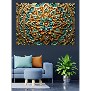 Altın Detaylı Mandala Dekoratif Kanvas - Mdf Ahşap Tablo 50x70 cm