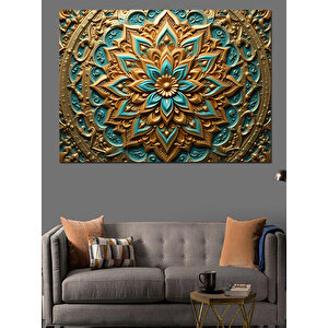 Altın Detaylı Mandala Dekoratif Kanvas - Mdf Ahşap Tablo 50x70 cm