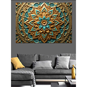 Altın Detaylı Mandala Dekoratif Kanvas - Mdf Ahşap Tablo