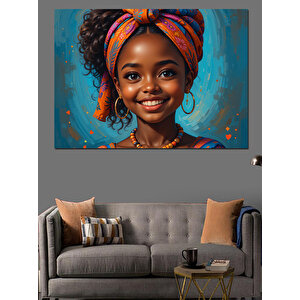 Renkli Afrika Güzeli Dekoratif Kanvas - Mdf Ahşap Tablo 70x100 cm