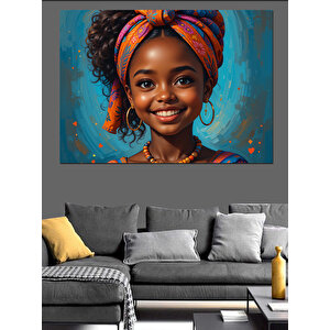 Renkli Afrika Güzeli Dekoratif Kanvas - Mdf Ahşap Tablo 70x100 cm