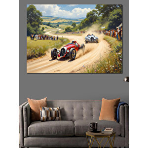 Klasik Yarış Arabaları Dekoratif Kanvas - Mdf Ahşap Tablo 100x140 cm
