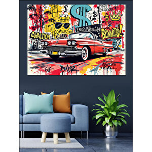 Grafiti Klasik Araba Dekoratif Kanvas - Mdf Ahşap Tablo 100x140 cm