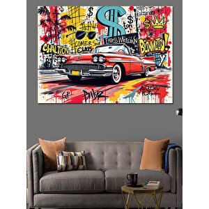 Grafiti Klasik Araba Dekoratif Kanvas - Mdf Ahşap Tablo 100x140 cm