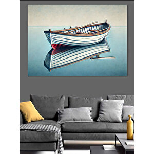 Durgun Denizde Kayık Sandal Dekoratif Kanvas - Mdf Ahşap Tablo 70x100 cm