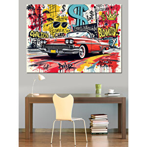 Grafiti Klasik Araba Dekoratif Kanvas - Mdf Ahşap Tablo 50x70 cm