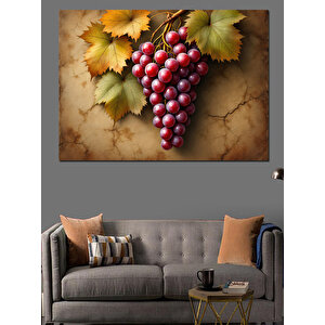 Asma Yaprakları Ve Üzümler Dekoratif Kanvas - Mdf Ahşap Tablo