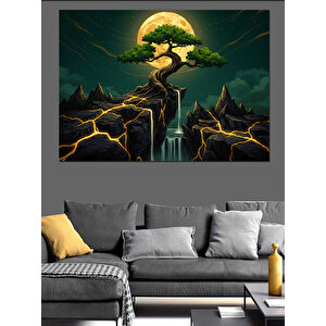 Fantezi Doğa Ağaç Manzarası Dekoratif Kanvas - Mdf Ahşap Tablo 50x70 cm