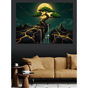 Fantezi Doğa Ağaç Manzarası Dekoratif Kanvas - Mdf Ahşap Tablo 50x70 cm