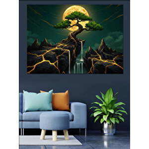 Fantezi Doğa Ağaç Manzarası Dekoratif Kanvas - Mdf Ahşap Tablo 35x50 cm