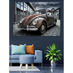 Klasik Araba Garaj Önünde Dekoratif Kanvas - Mdf Ahşap Tablo 50x70 cm