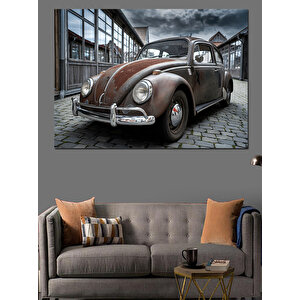 Klasik Araba Garaj Önünde Dekoratif Kanvas - Mdf Ahşap Tablo 50x70 cm