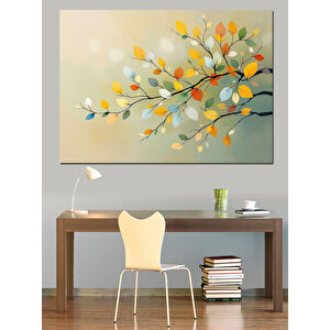 Sarı Yapraklı Ağaç Dalları Dekoratif Kanvas - Mdf Ahşap Tablo 50x70 cm