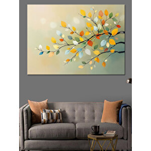 Sarı Yapraklı Ağaç Dalları Dekoratif Kanvas - Mdf Ahşap Tablo