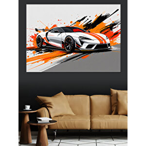 Spor Araba Patlaması Dekoratif Kanvas - Mdf Ahşap Tablo 70x100 cm