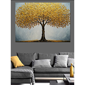 Sarı Yapraklı Büyük Ağaç Dekoratif Kanvas - Mdf Ahşap Tablo