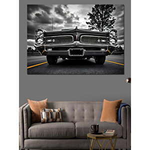 Klasik Amerikan Araba Siyah Beyaz Dekoratif Kanvas - Mdf Ahşap Tablo