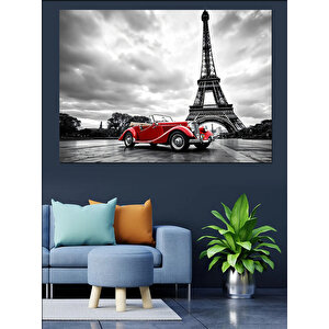 Kırmızı Klasik Araba Dekoratif Kanvas - Mdf Ahşap Tablo 35x50 cm