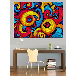 Renkli Soyut Dalgalar Dekoratif Kanvas - Mdf Ahşap Tablo 70x100 cm