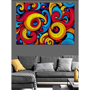 Renkli Soyut Dalgalar Dekoratif Kanvas - Mdf Ahşap Tablo 70x100 cm