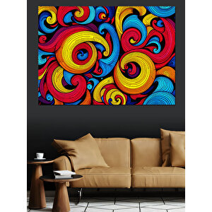 Renkli Soyut Dalgalar Dekoratif Kanvas - Mdf Ahşap Tablo 70x100 cm