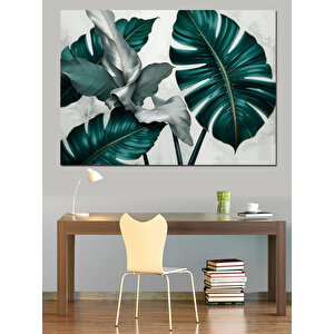 Yeşil Tropik Yapraklar Dekoratif Kanvas - Mdf Ahşap Tablo 35x50 cm