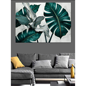 Yeşil Tropik Yapraklar Dekoratif Kanvas - Mdf Ahşap Tablo 35x50 cm