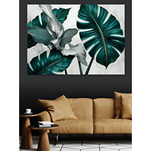Yeşil Tropik Yapraklar Dekoratif Kanvas - Mdf Ahşap Tablo 35x50 cm