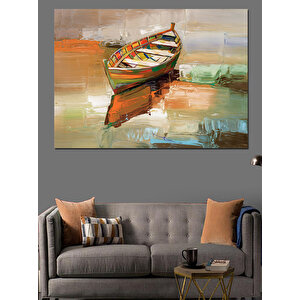 Renkli Yansımada Küçük Sandal Dekoratif Kanvas - Mdf Ahşap Tablo