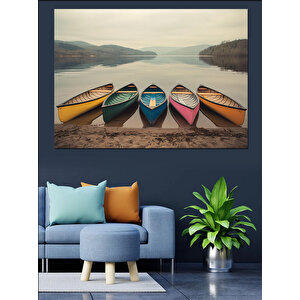 Göl Kenarında Sandallar Dekoratif Kanvas - Mdf Ahşap Tablo 70x100 cm