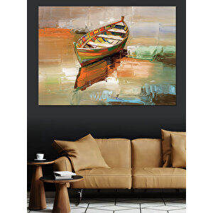 Renkli Yansımada Küçük Sandal Dekoratif Kanvas - Mdf Ahşap Tablo 35x50 cm