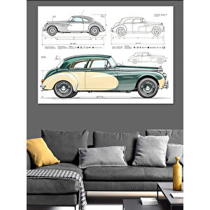 Klasik Araba Teknik Çizimi Dekoratif Kanvas - Mdf Ahşap Tablo