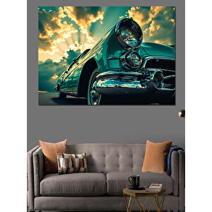 Karanlıkta Klasik Araba Dekoratif Kanvas - Mdf Ahşap Tablo 70x100 cm
