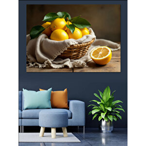 Sepette Limon Doğa Kompozisyonu Dekoratif Kanvas - Mdf Ahşap Tablo 70x100 cm