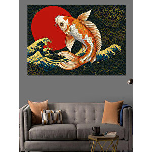 Japon Balığı Sanatı Dekoratif Kanvas - Mdf Ahşap Tablo 25x35 cm