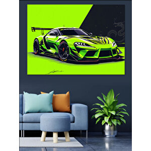 Yeşil Spor Araba Dekoratif Kanvas - Mdf Ahşap Tablo 70x100 cm