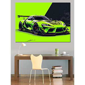 Yeşil Spor Araba Dekoratif Kanvas - Mdf Ahşap Tablo