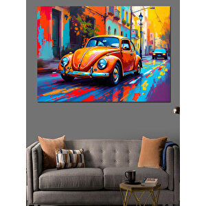 Renkli Vosvos Araba Dekoratif Kanvas - Mdf Ahşap Tablo