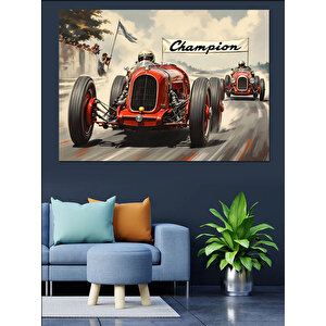 Klasik Yarış Arabası Dekoratif Kanvas - Mdf Ahşap Tablo