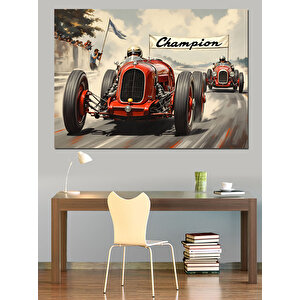 Klasik Yarış Arabası Dekoratif Kanvas - Mdf Ahşap Tablo 35x50 cm