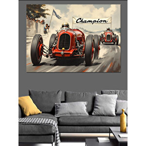 Klasik Yarış Arabası Dekoratif Kanvas - Mdf Ahşap Tablo 35x50 cm