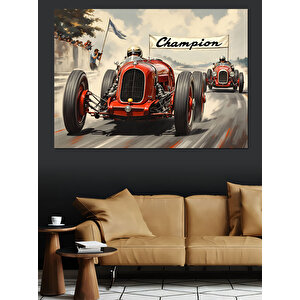 Klasik Yarış Arabası Dekoratif Kanvas - Mdf Ahşap Tablo